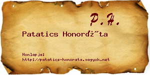 Patatics Honoráta névjegykártya